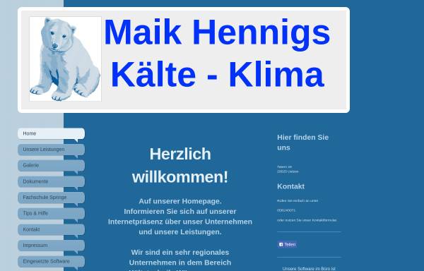 Vorschau von www.hennigs-kaelte-klima.de, Maik Hennigs Kälte- & Klima-Technik