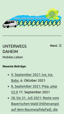 Vorschau der mobilen Webseite www.unterwegs-daheim.de, Unterwegs Daheim