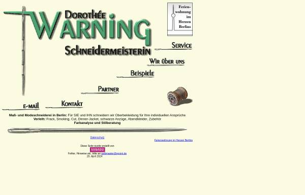 Vorschau von schneiderei-warning.xpoint.de, Schneiderei und Frackverleih D.Warning