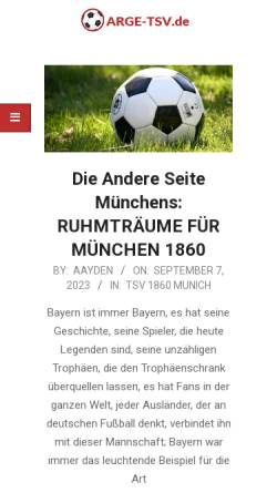 Vorschau der mobilen Webseite www.arge-tsv.de, ARGE TSV 1860 München