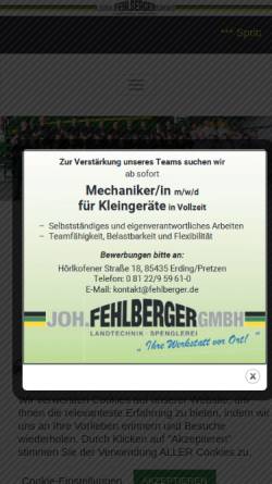 Vorschau der mobilen Webseite www.fehlberger.de, Hans Fehlberger GmbH