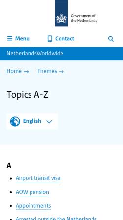 Vorschau der mobilen Webseite www.niederlandeweltweit.nl, Niederlande