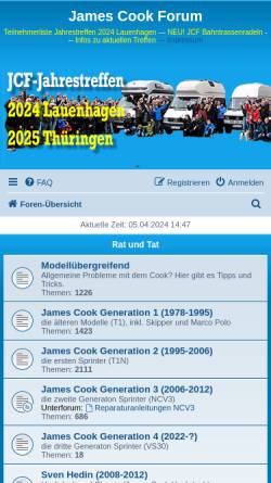 Vorschau der mobilen Webseite www.james-cook-freunde.de, Interessengemeinschaft der James Cook Fahrer