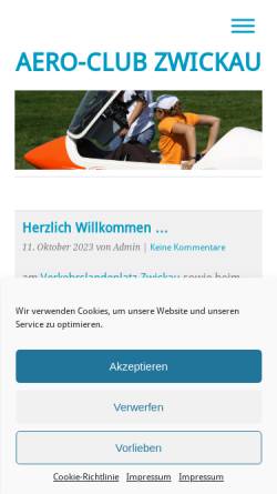 Vorschau der mobilen Webseite www.acz.de, Aero-Club Zwickau