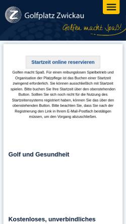 Vorschau der mobilen Webseite www.golfplatz-zwickau.de, Golfclub Zwickau