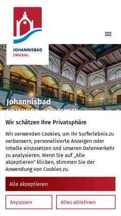 Vorschau der mobilen Webseite www.johannisbad.de, Johannisbad