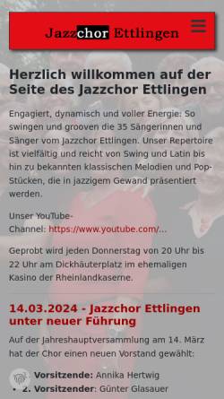 Vorschau der mobilen Webseite www.jazzchor-ettlingen.de, Jazzchor Ettlingen