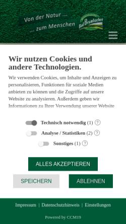 Vorschau der mobilen Webseite www.bad-brambacher.de, Bad Brambacher Mineralquellen GmbH & Co.KG