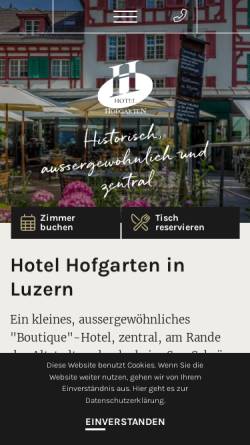 Vorschau der mobilen Webseite www.hofgarten.ch, Hotel Hofgarten