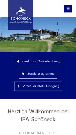 Vorschau der mobilen Webseite www.ifa-ferienpark-vogtland.de, IFA Ferienpark Hohe Reuth
