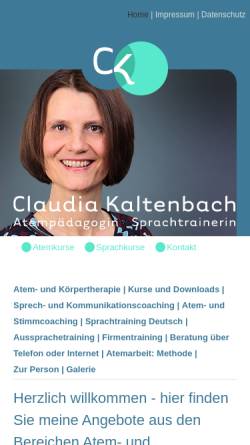 Vorschau der mobilen Webseite www.claudia-kaltenbach.de, Claudia Kaltenbach