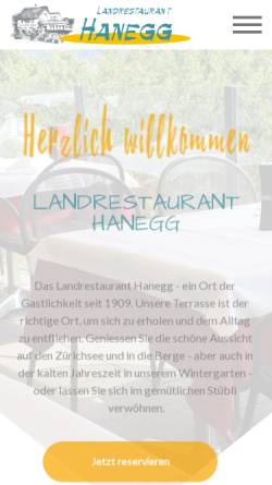 Vorschau der mobilen Webseite www.hanegg.com, Landrestaurant Hanegg