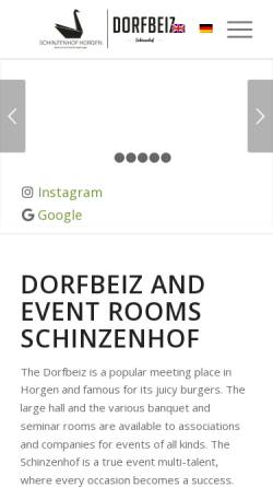 Vorschau der mobilen Webseite schinzenhof.ch, Restaurantionsbetriebe Schinzenhof