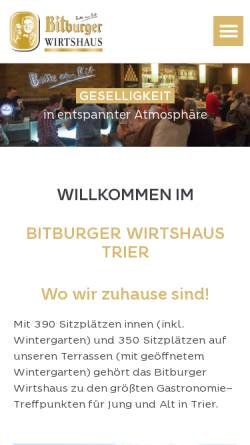Vorschau der mobilen Webseite wirtshaus-trier.de, Bitburger Wirtshaus