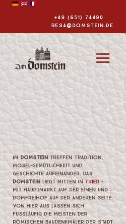 Vorschau der mobilen Webseite domstein.de, Zum Domstein