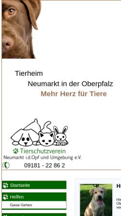 Vorschau der mobilen Webseite www.tierheim-neumarkt.de, Tierschutzverein Neumarkt e.V.