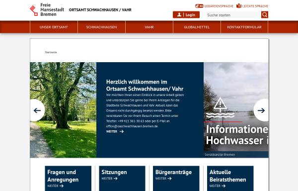 Vorschau von www.ortsamtschwachhausenvahr.bremen.de, Ortsamt Schwachhausen/Vahr