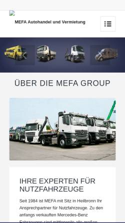 Vorschau der mobilen Webseite www.mefa-group.com, MEFA Autohandel und Vermietung GmbH