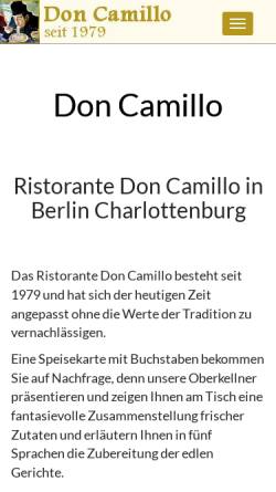 Vorschau der mobilen Webseite www.don-camillo-berlin.de, Restaurant Don Camillo