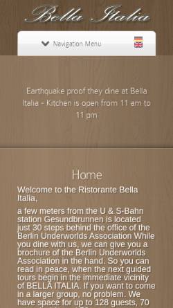 Vorschau der mobilen Webseite www.ristorante-bella-italia.de, Ristorante Bella Italia