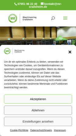Vorschau der mobilen Webseite www.mbr-crailsheim.de, Maschinen- und Betriebshilfs-Ring Crailsheim e.V