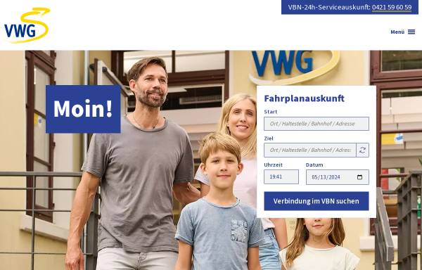 Vorschau von www.vwg.de, Verkehr und Wasser GmbH (VWG)
