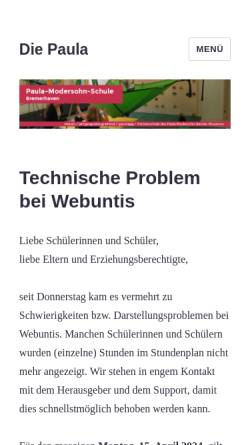 Vorschau der mobilen Webseite www.paula-modersohn-schule.de, Paula-Modersohn-Schule