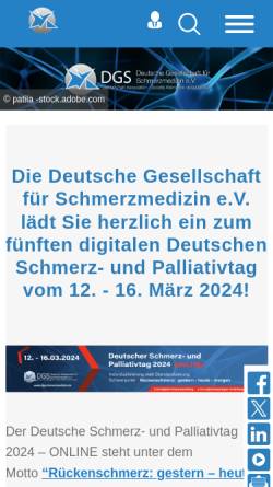 Vorschau der mobilen Webseite www.dgschmerztherapie.de, Deutsche Gesellschaft für Schmerztherapie e.V.
