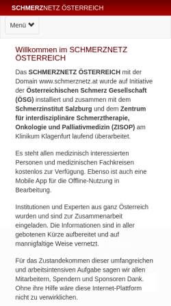 Vorschau der mobilen Webseite www.schmerznetz.at, Schmerznetz Österreich