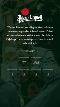 Vorschau der mobilen Webseite www.pilsner-urquell.de, Pilsner Urquell