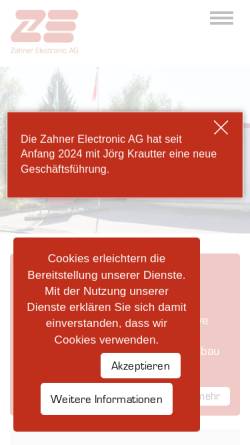 Vorschau der mobilen Webseite www.zahner-electronic.ch, Zahner Electronic AG