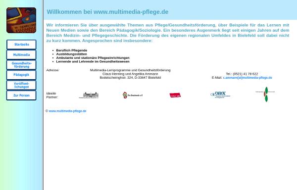 Vorschau von www.multimedia-pflege.de, Lernprogramm für beruflich Pflegende