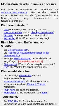 Vorschau der mobilen Webseite www.dana.de, [de.admin.news.announce] dana-Moderation