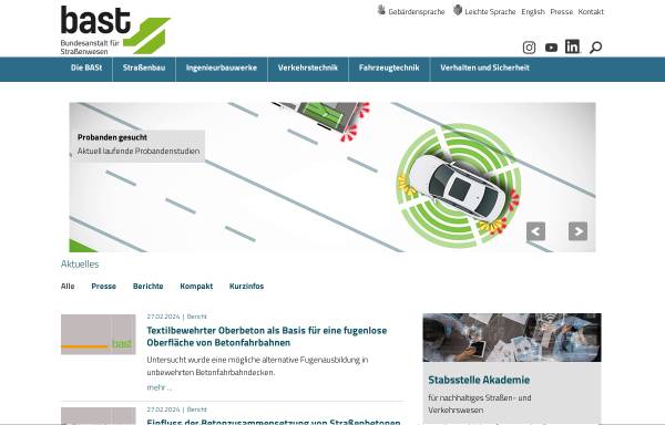 Vorschau von www.bast.de, Bundesanstalt für Straßenwesen (BASt)