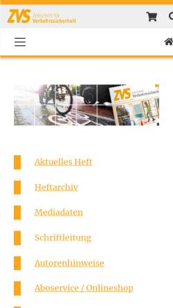 Vorschau der mobilen Webseite www.zvs-online.de, Zeitschrift für Verkehrssicherheit