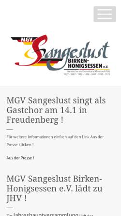Vorschau der mobilen Webseite mgv-sangeslust.net, MGV Sangeslust Birken-Honigsessen e. V.