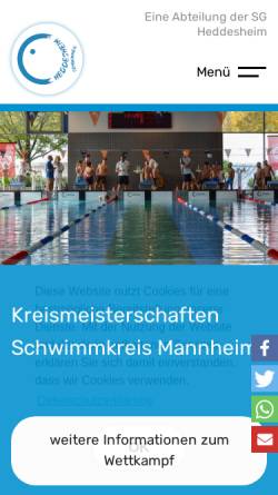 Vorschau der mobilen Webseite www.heddesheim-schwimmen.de, TG Heddesheim e.V. - Schwimmen