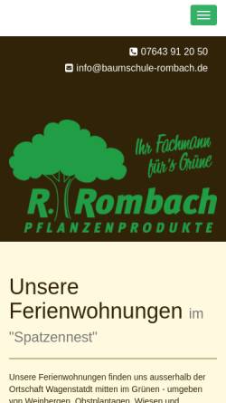 Vorschau der mobilen Webseite www.baumschule-rombach.de, Baumschule Rombach