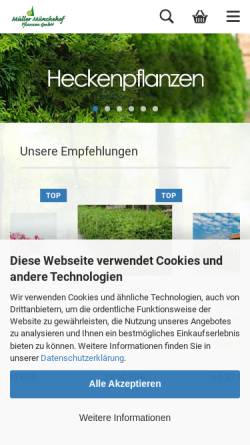 Vorschau der mobilen Webseite shop.mueller-muenchehof.de, Forstbaumschule Müller Münchehof