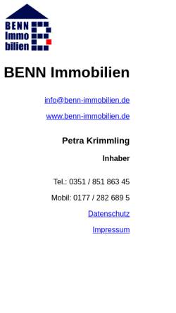 Vorschau der mobilen Webseite www.benn-immobilien.de, Benn Immobilien