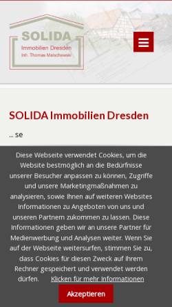 Vorschau der mobilen Webseite www.solida-immobilien-dresden.de, SOLIDA - Brigitte Götze Immobilien