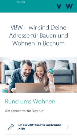 Vorschau der mobilen Webseite www.vbw-bochum.de, VBW Bauen und Wohnen GMBH