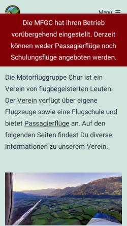 Vorschau der mobilen Webseite www.mfgc.ch, Motorfluggruppe Chur