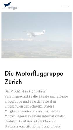 Vorschau der mobilen Webseite mfgz.ch, Motorfluggruppe Zürich