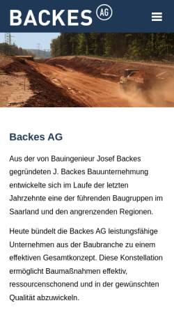 Vorschau der mobilen Webseite www.backes-bau.de, JB Backes Bauunternehmung GmbH und Co. KG Theley