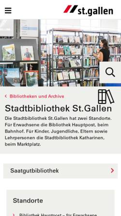 Vorschau der mobilen Webseite www.freihandbibliothek.ch, St. Galler Freihandbibliothek