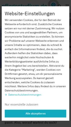 Vorschau der mobilen Webseite www.pflegestudium.de, pflegestudium.de