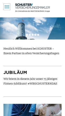Vorschau der mobilen Webseite www.schuster-bielefeld.de, Schuster Versicherungsmakler GmbH