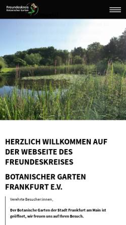 Vorschau der mobilen Webseite www.botanischergarten-frankfurt.de, Botanischer Garten