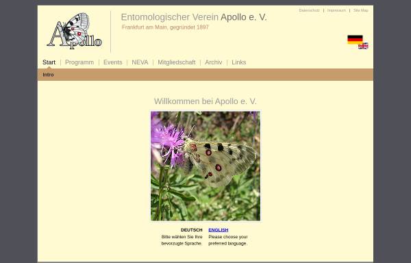 Vorschau von www.apollo-frankfurt.de, Entomologischer Verein Apollo e.V.